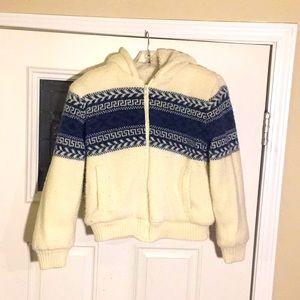 Fleece vintage 80’s Sherpa Greek key coat S